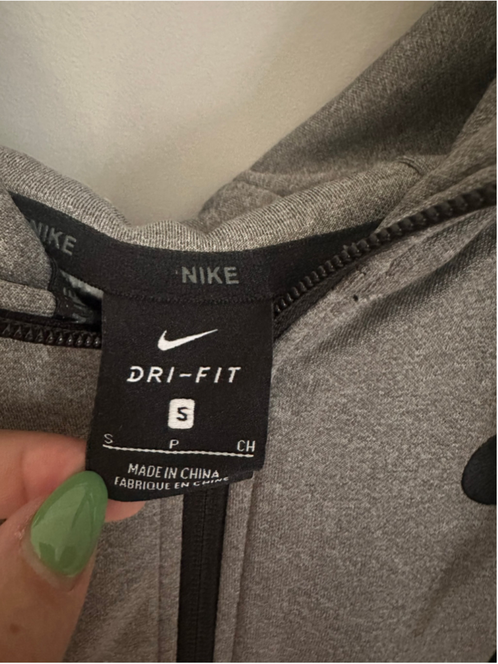 Men’s Nike Dri-Fit Zip-Up Hoodie Grey Black Size S - Picture 2 of 3